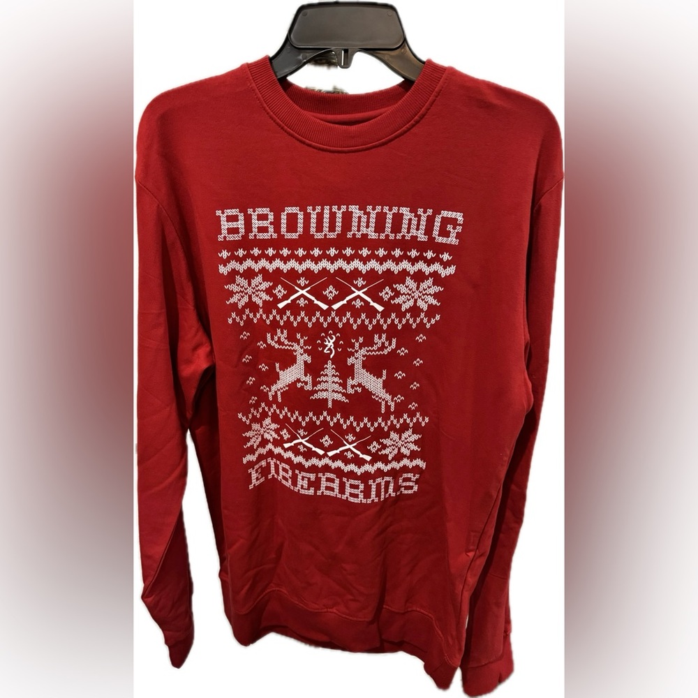 NWT Browning Firearms Mens Ugly‎ Christmas Sweater Sweatshirt Red Large
